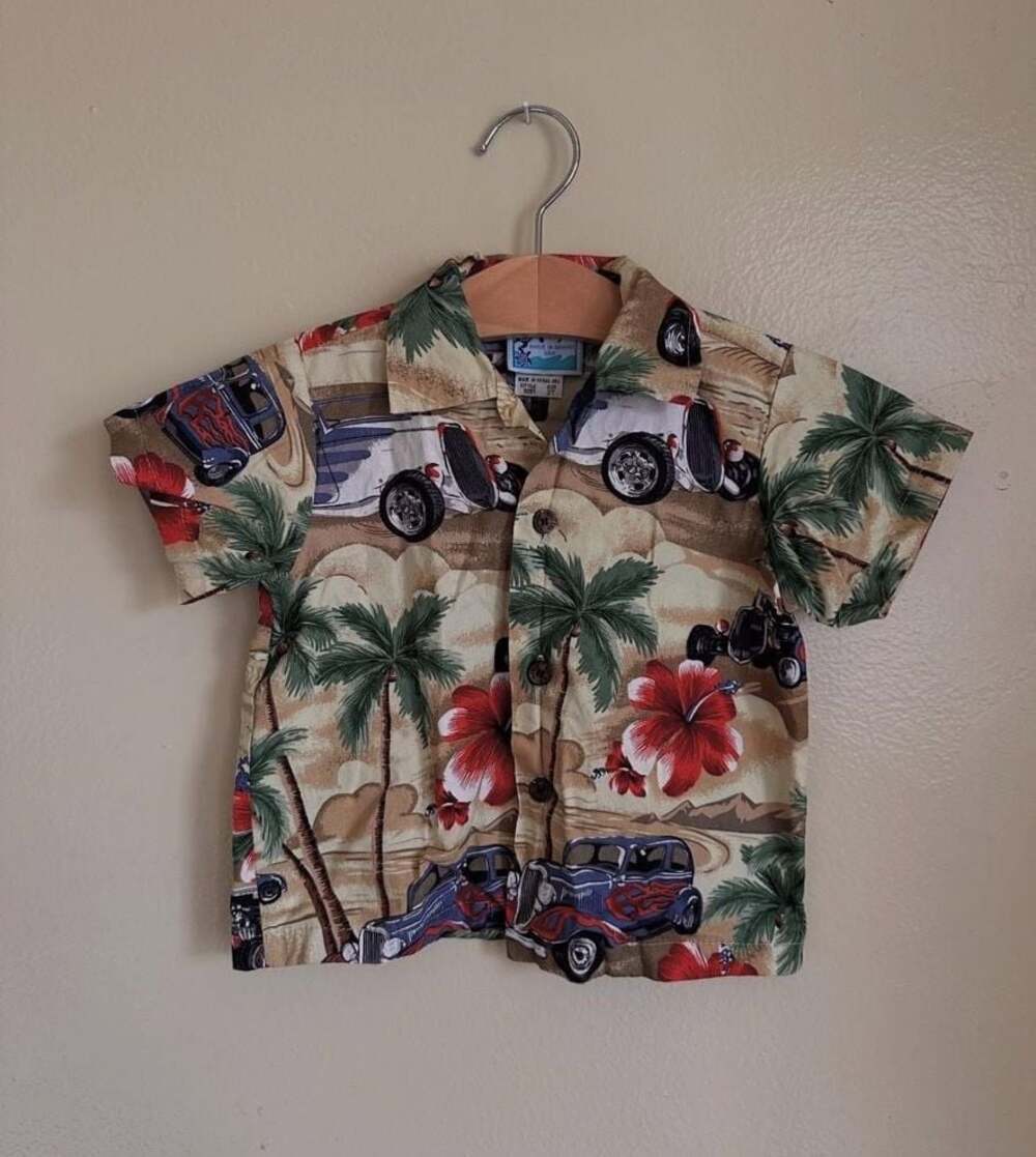 RJC Toddler Boys Hot Rod Tropical Hawaiian Shirt Size 2T